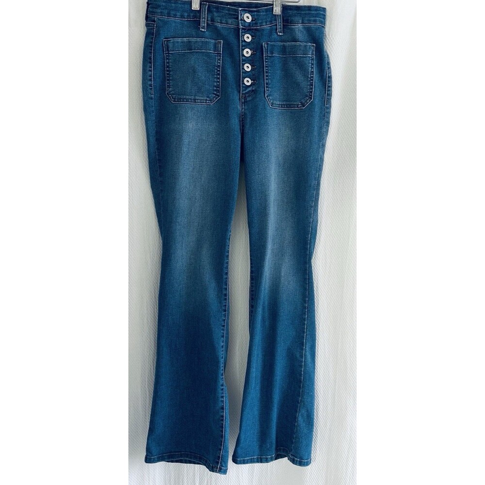 Style & Co High Rise Bootcut Jeans Size 12 Button Fly Medium Wash Stretch